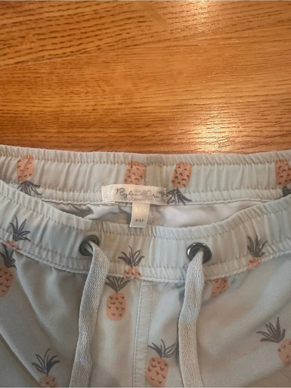 Rylee + Cru Light Blue Pineapple Print Swim Trunks